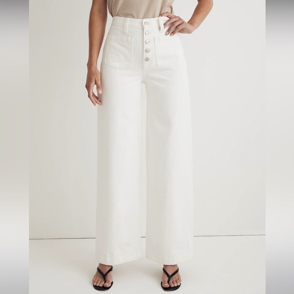 Madewell Superwide Leg Jeans High Rise Size 33 in Tile White NWT